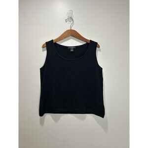 St. John Caviar Black Sleeveless Knit Shell Top Size S